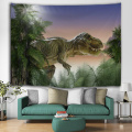 Dinozaur Tapestry Wild Anicient Animals Wiszące na ścianie Tropical Rain Forest Jungle Naturalny koc ścienny 3D dla dzieci Sypialnia Li