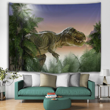 Dinosaur Tapestry Wild Anicient Animals Wall Hanging Tropical Rain Forest Jungle Natural 3D Wall Blanket for Children Bedroom Li