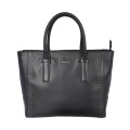 Large Leather Multi-Purpose Open Tote Black Bag