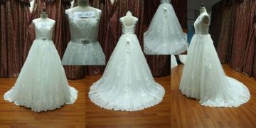 Square Neckline Ball Gown Empire Straps Lace Princess Neckline Wedding Dress / Bridal Gown