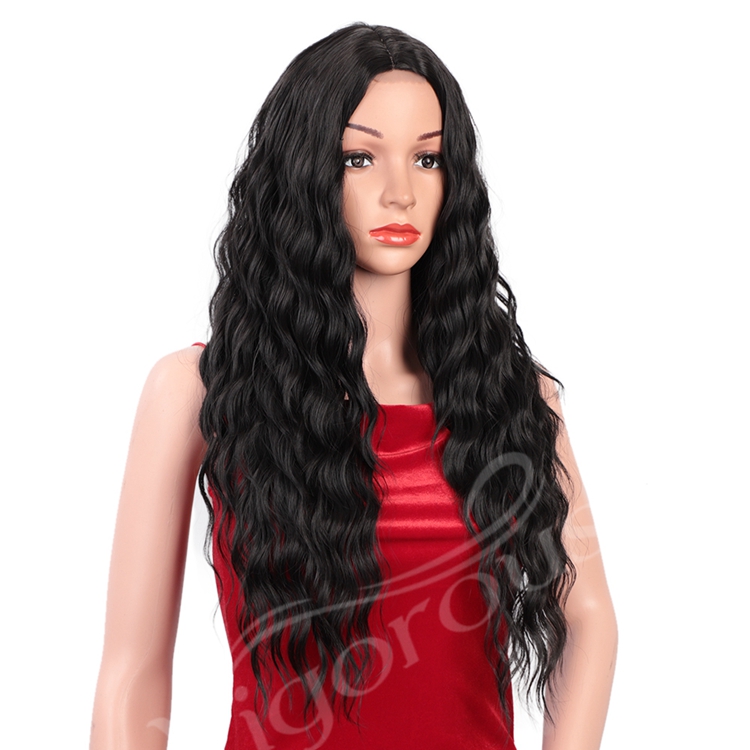 Vigorous Machine Made Swiss Small Lace Front For Black Women Deep Wave Long Cosplay Short Synthetic Hair Black Wigs