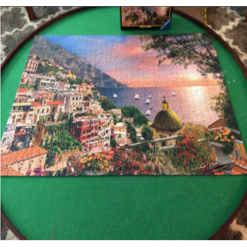 EASTOMMY Tavolo puzzle rotondo solido