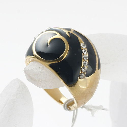 new arrival black enamel vintage rhinestone ring, fashion crystal metal alloy rings