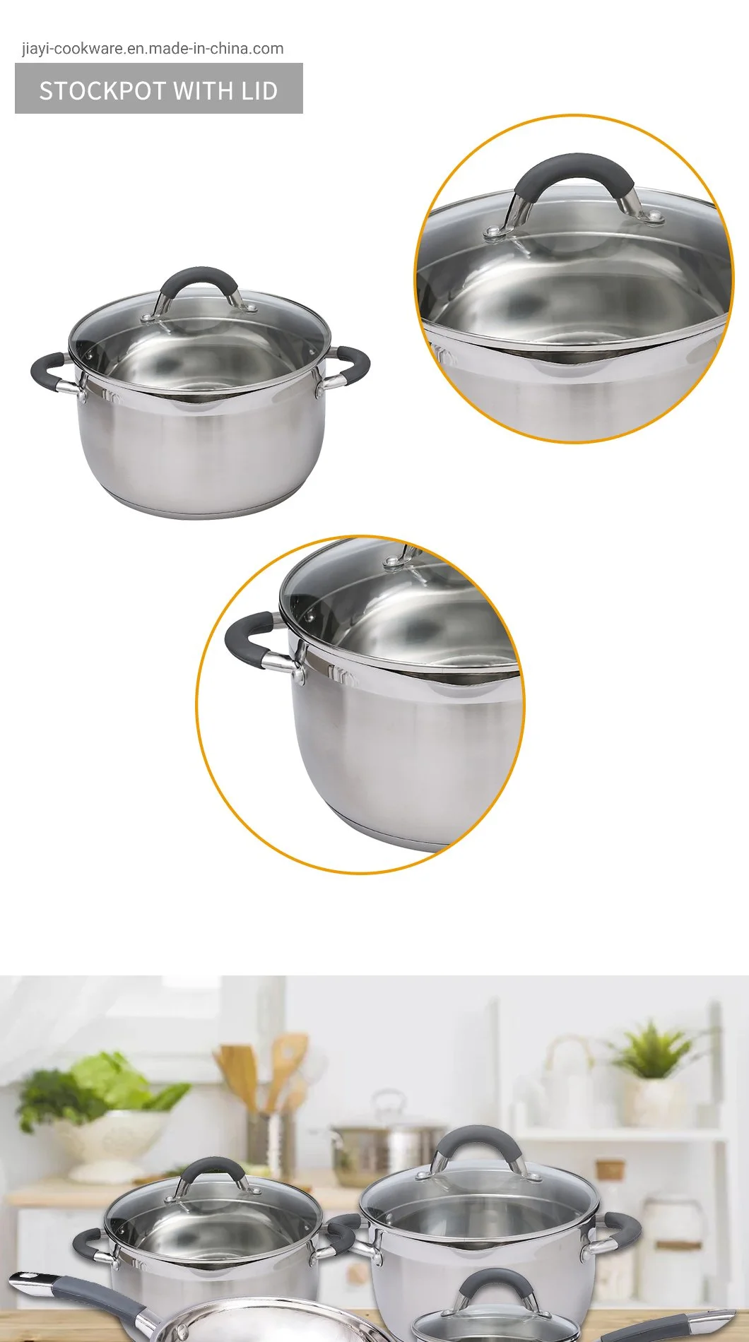 Fabricantes ollas y sartenes de cocina antiadherente SUS304 Set de utensilios de cocina
