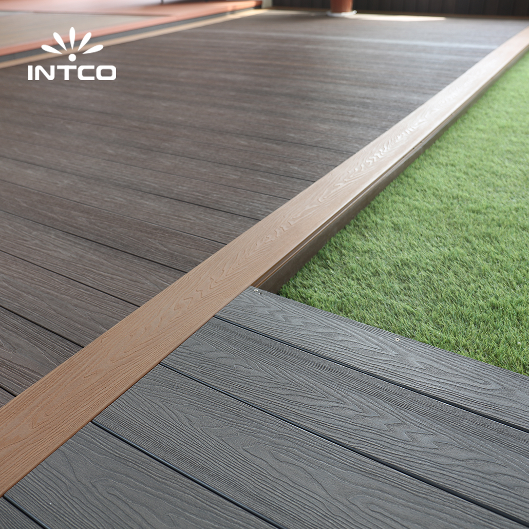 Intco New Arrival Waterproof Wood Plastic Composite Embossed Outdoor 3D WPC Hollow Decking