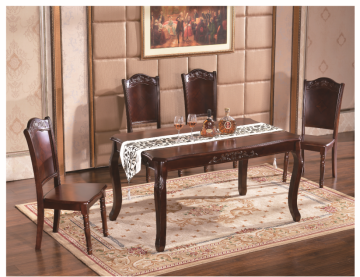 European Style Wood Dining Table And Fabric Chair