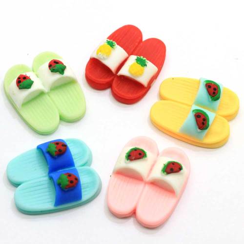 Nieuwe Aangekomen Kids Fruit Slipper Hars Cabochon Kleurrijke Kunstmatige Craft Kinderen Sieraden Ornament Maken