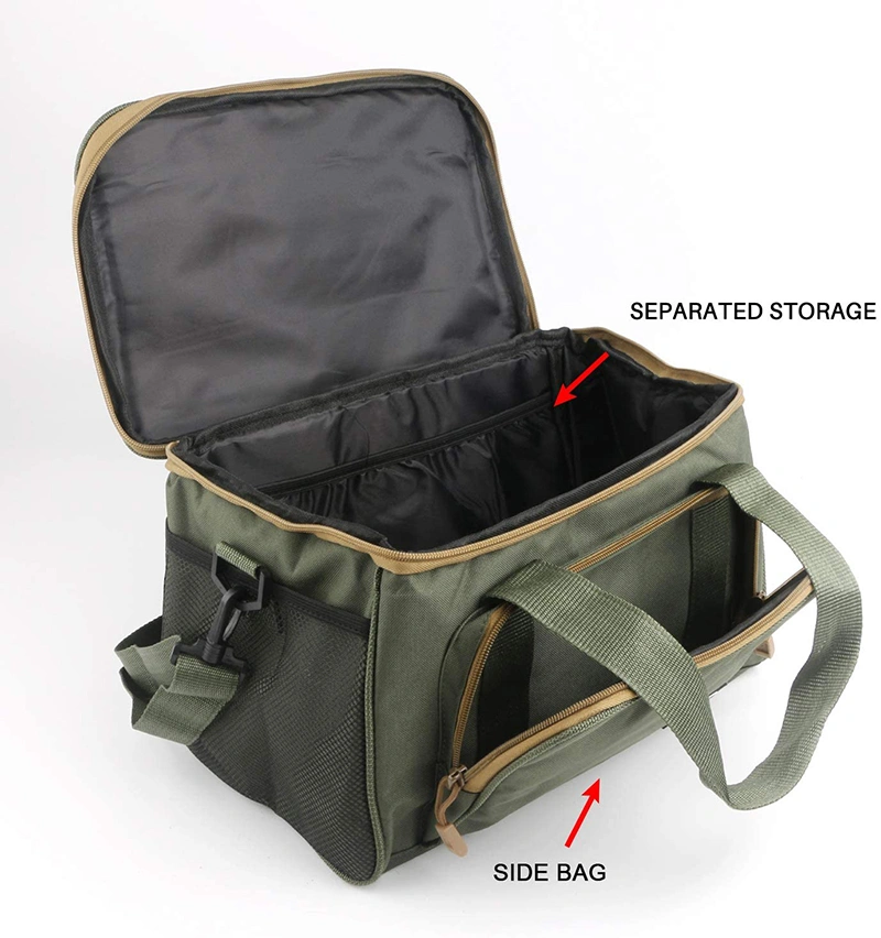 Water Resistant Polyester Canvas Large Fishing Reel, Tackle Boxes, Fishing Pliers Storage Shoulder Bag for Hiking, Hunting Fishing Tackle Bag