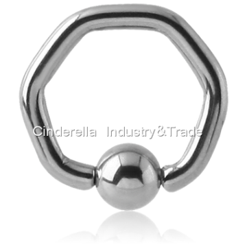 Surgical Steel Ball Closure Hexagon Ring