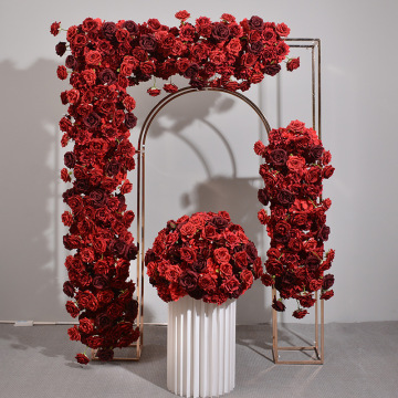Red Artificial Flower Wedding Backdrop Arch Decor