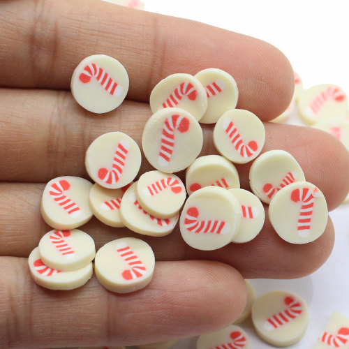 Polymeer Zachte Klei Kerst Candy Cane Ronde Plakjes Hagelslag voor Ambachten DIY Maken Slijm Vullen Nail Art Decoratie Stickers