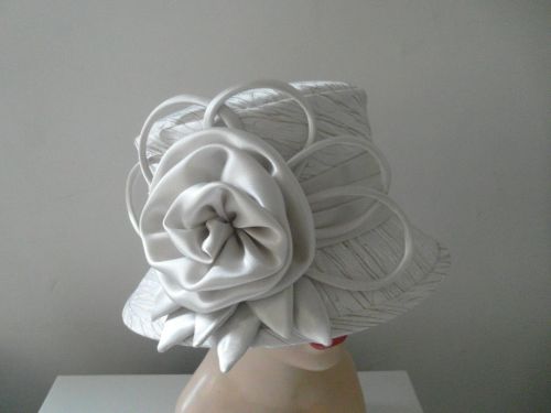 Handmade White Pretty Fabric Ladies' Church Hats With Sweatband For Wedding