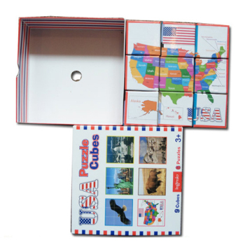 USA Map Cardboard Matching Puzzle Cubes