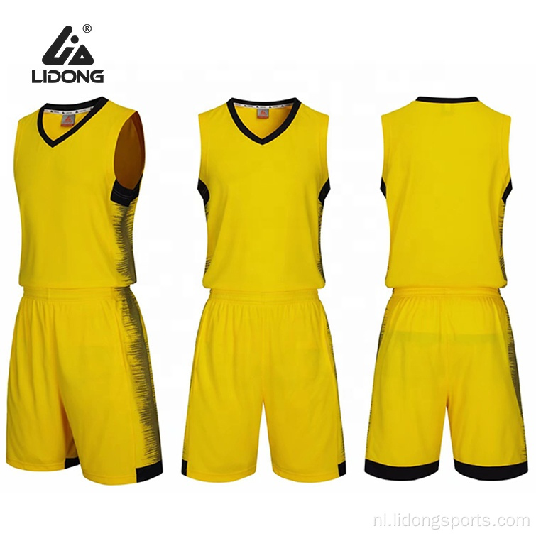 Lage MOQ Custom Men Basketbal Uniformen Reversible Kids Basketball Jersey