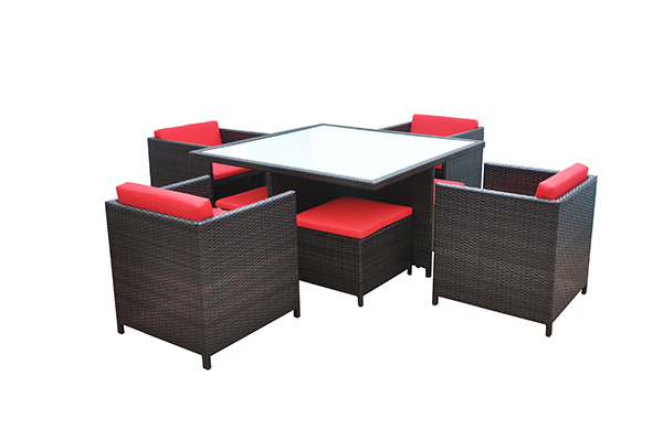 I-Wicker Garden Dining Fenisha Yangaphandle enama-Ottomans