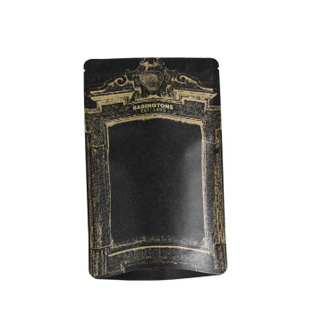 Plein noir de conception personnalisée de sachet de thé en papier Ziplock