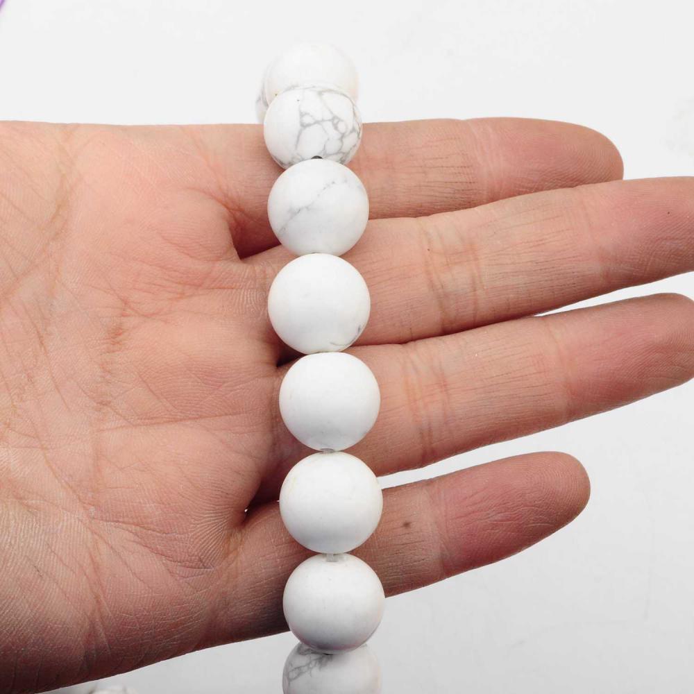 Perles rondes naturelles de Howlite de pierre gemme lâche de 14MM pour faire des bijoux