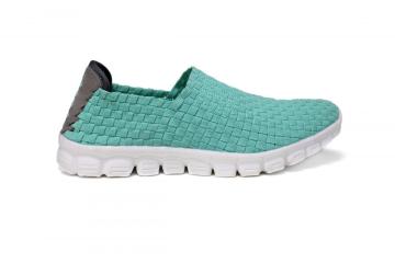 Refreshing Light Green Fabric Woven Upper Loafers