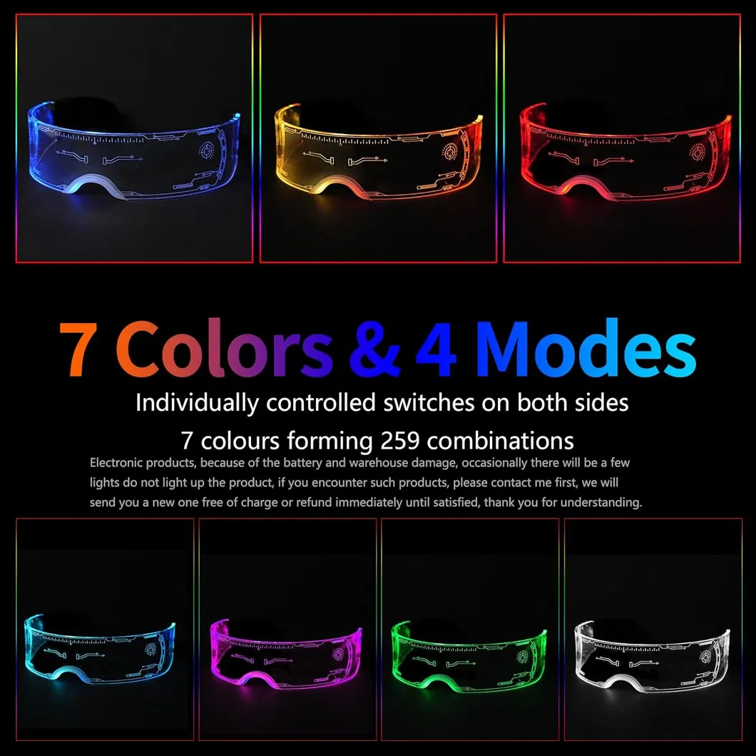 Colorful LED Night Vision Glasses High Definition Gradient Light up