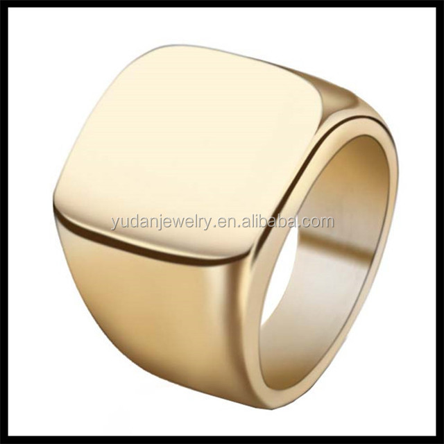 2018 High Polished Signet Solid Stainless Steel Latest Gold Rings Design For Men