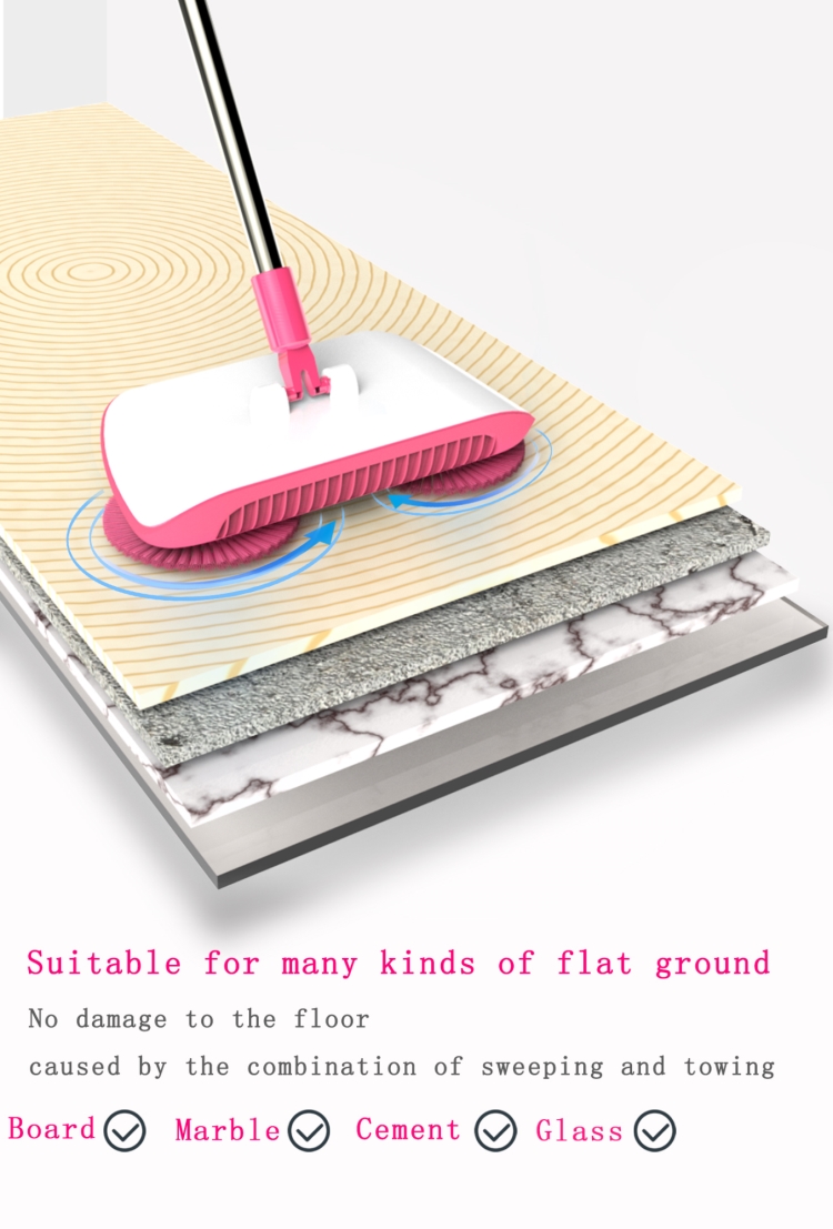 New household hand push floor sweeper, spin broom 360 degree spinning broom for home use