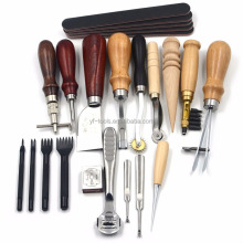 18pcs Leather Craft Punch Tools Kit - Stitching, Carving & Sewing DIY Equipment