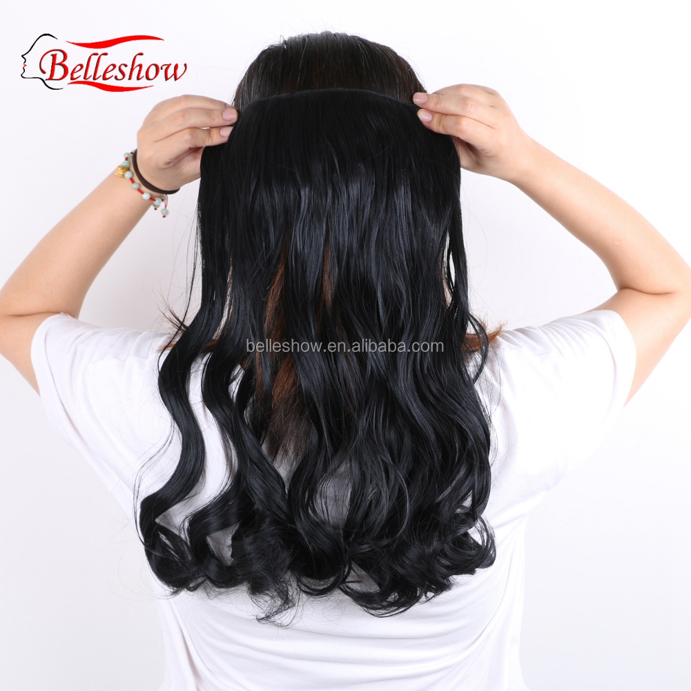Hot sell Clip On long curly ponytail hair extension Long Curly Ombre Two Tone Synthetic Hair Extensions Clip in on Hair