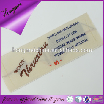 custom shape clothing labels for cotton clothes