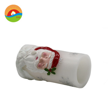 white LED art carved santa claus pillar candle