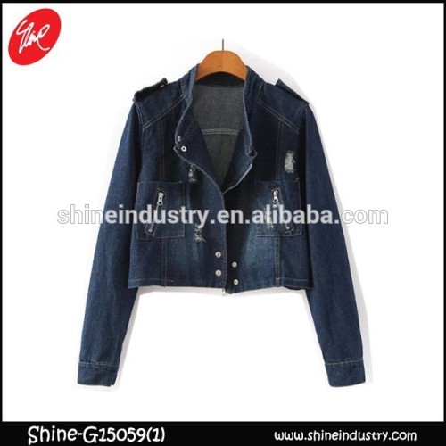 Cheap long sleeve blouse denim jacket with women