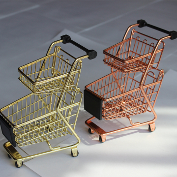Mini Desk Shopping Trolley Toy Cart