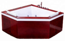 Triangle Massage Jets Bath Bathtub with Wooden Skirt