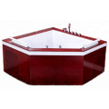 Bubble Jetted Tub Triangle Massage Jets Bath Bathtub with Wooden Skirt