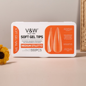 VW Clear Full Medium Stiletto Nail Tips