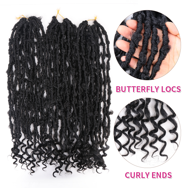 Julianna Handmade Short Ombre Synthetic Braiding Hair Extension Faux Curly Butterfly Lock Crochet Braids Crochet Hair