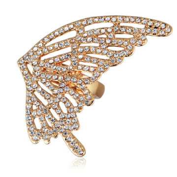 Charm butterfly gold ring CZ diamond ring