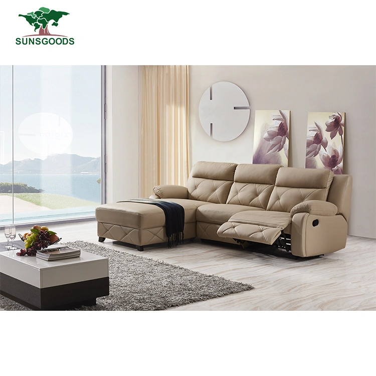 Italian Modern Sectional Living Room Luxurious Home Genuine Leather Wood Frame Sofa