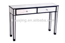 Classic 2 Drawer Mirrored Console Table for dressing in Black Trimmed Finish/Mirrored Desk