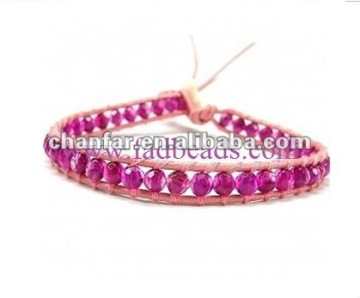 Pink fantasy leather bracelet