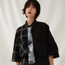 Grey blue  dye lazy female tie