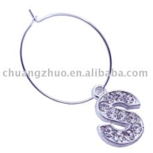rhinestone wine glass charm