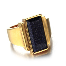 Gold silver Square ring with black diamond