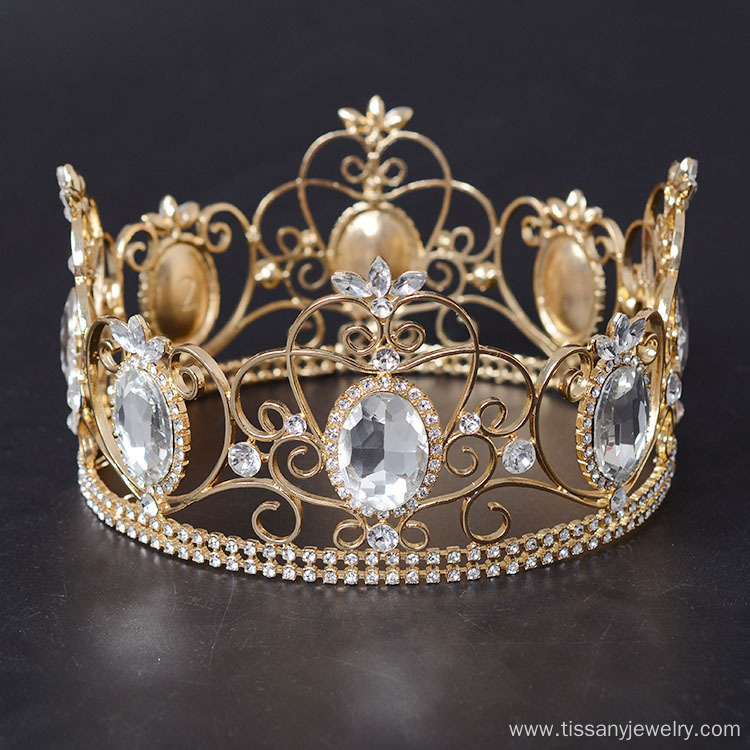 Gold Beauty Queen Full Round Crown