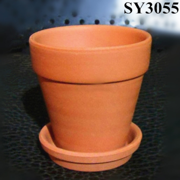 Mini potes de plantas de terracota com pires