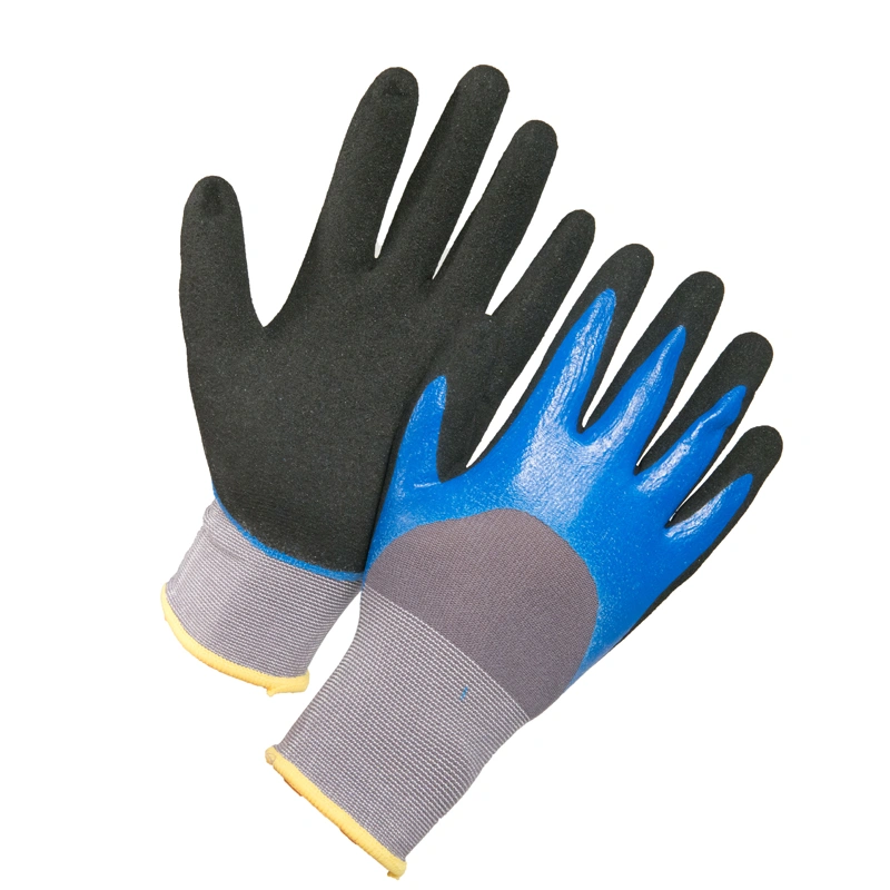 CE Standard Nitrile Coated Nylon Polyester Shell Oil Resistant Work Gloves