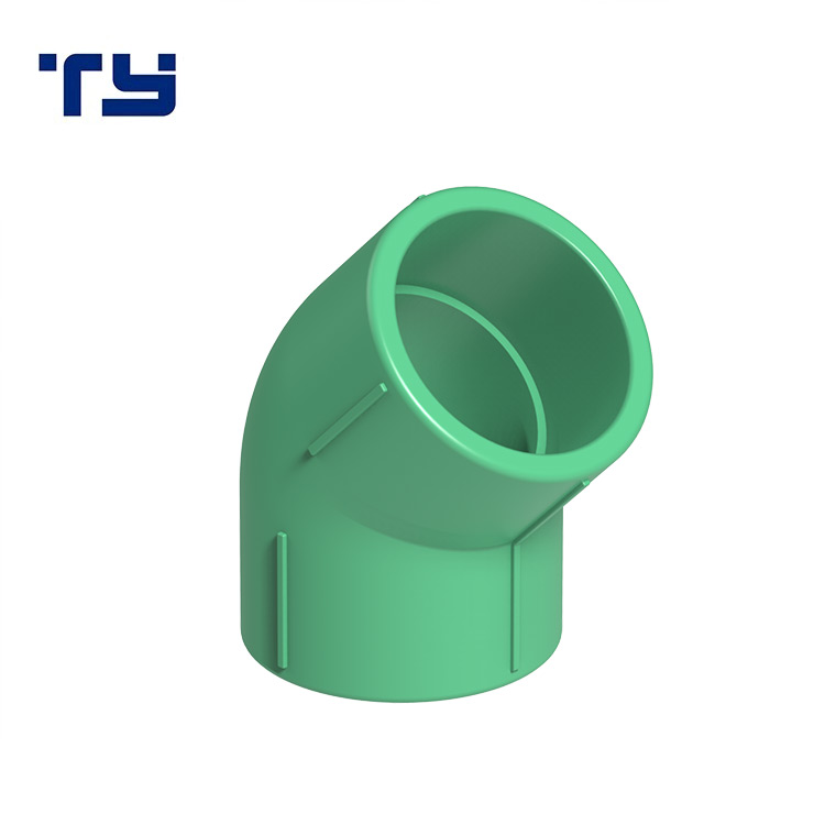 High Quality Green Polypropylene Random (PP-R) material hot and cold water supply pipe 45DEG Eelbow fittings