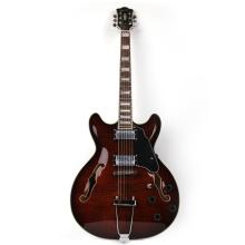 High-Quality Maple Jazz Hollow Body Electric Guitar with Double F-Holes and Flame Maple Top