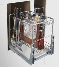 Multi-Functional Wire Drawer Basket with Soft Closing Rail for Kitchen Cabinets - BFF-9135