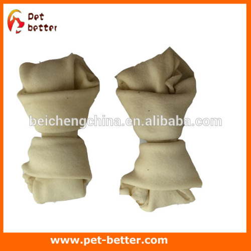 100 % dried rawhide white puffy knotted bone for dog chews