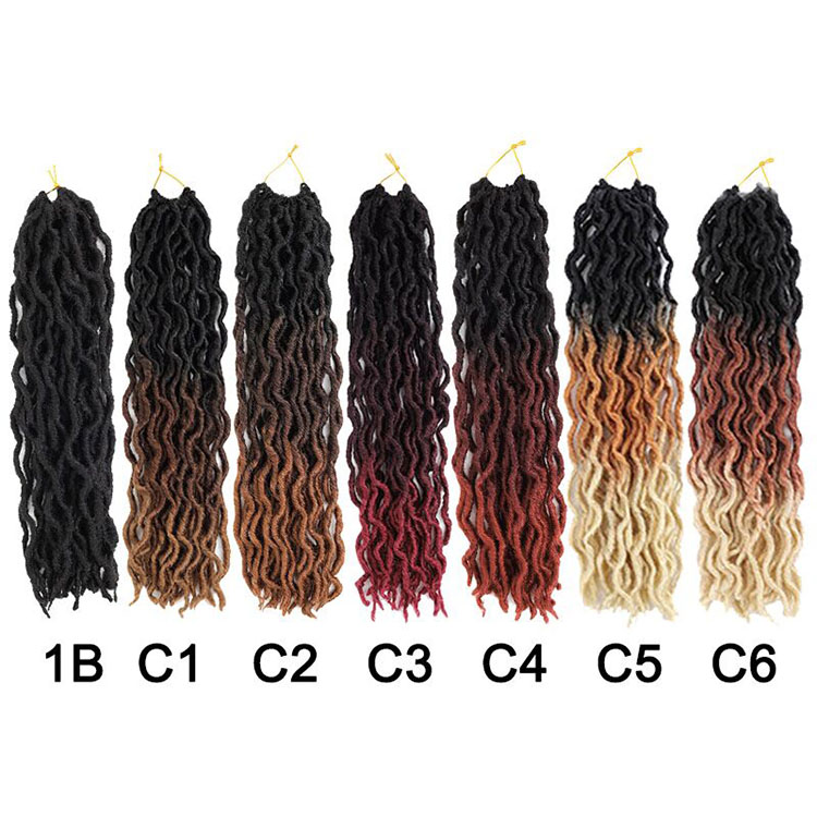 Wholesale Wavy Gypsy Locs Crochet Hair Gypsy Braiding Hair Extension Synthetic Fiber 18 Inch Solid And Ombre Color